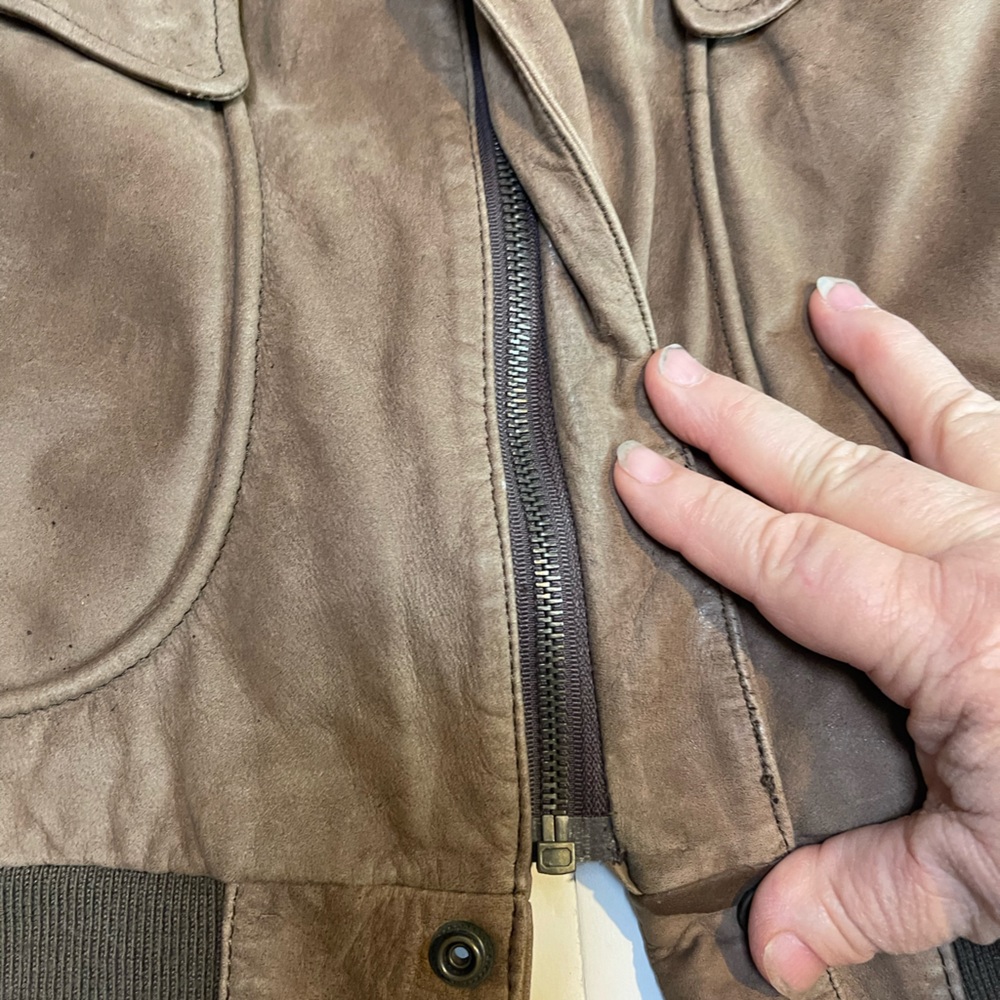 Hill & Archer Men's Brown Leather Bomber Style Jacket Coat Size 44 - Picture 10 of 13